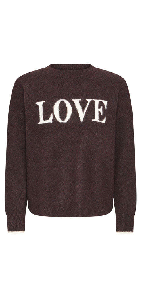 Fransa Love Sweater, dark burgundy