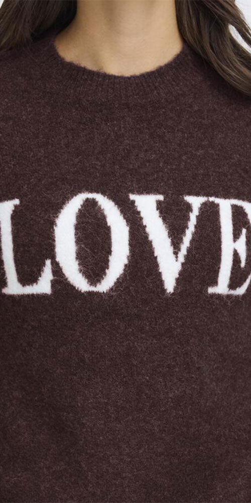 Fransa Love Sweater, dark burgundy