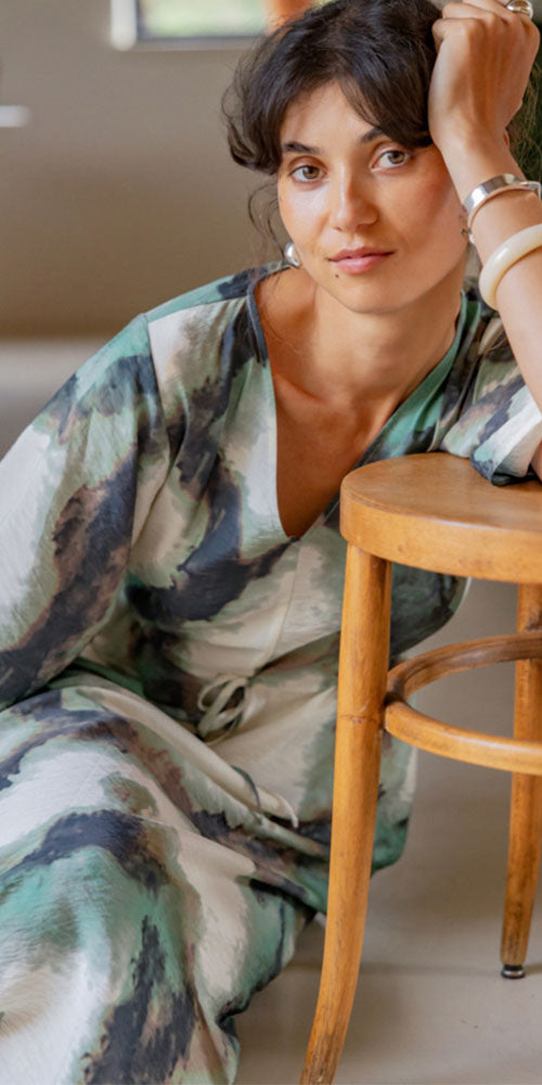 Fransa Marble Print Dress