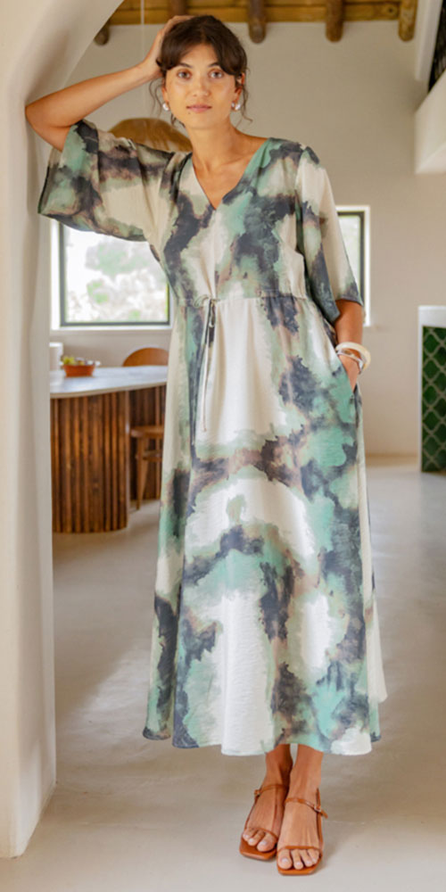 Fransa Marble Print Dress