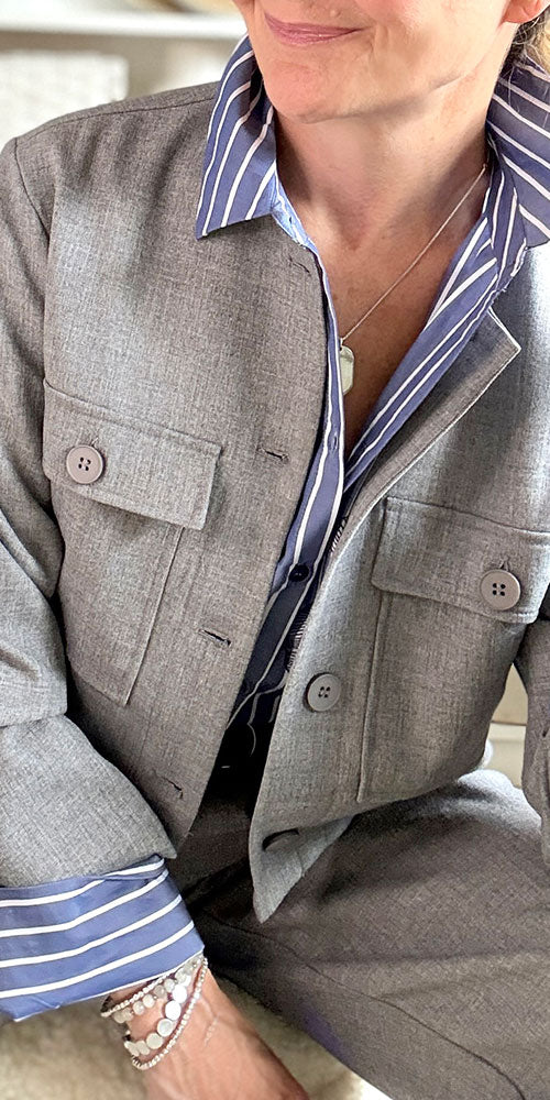 Fransa Minimalist Blazer, heathered grey