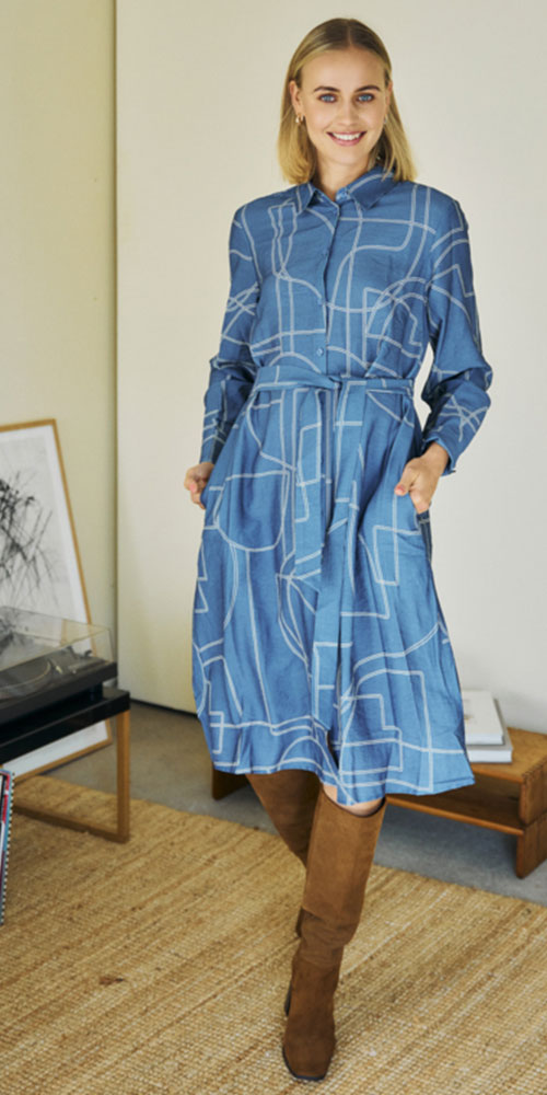 Fransa Modern Art Shirt Dress