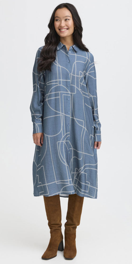 Fransa Modern Art Shirt Dress
