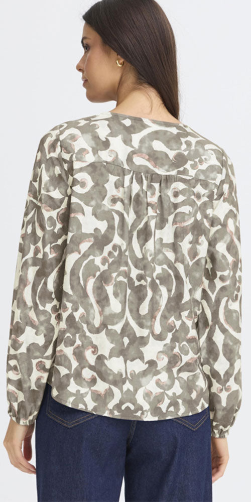 Fransa Moroccan Print Blouse