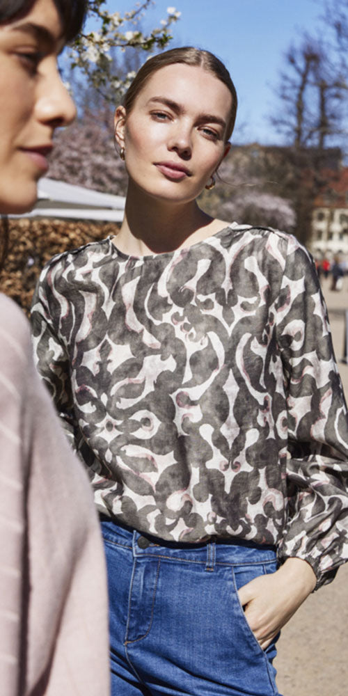 Fransa Moroccan Print Blouse