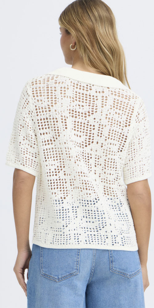 Fransa Open Knit Polo Cardy