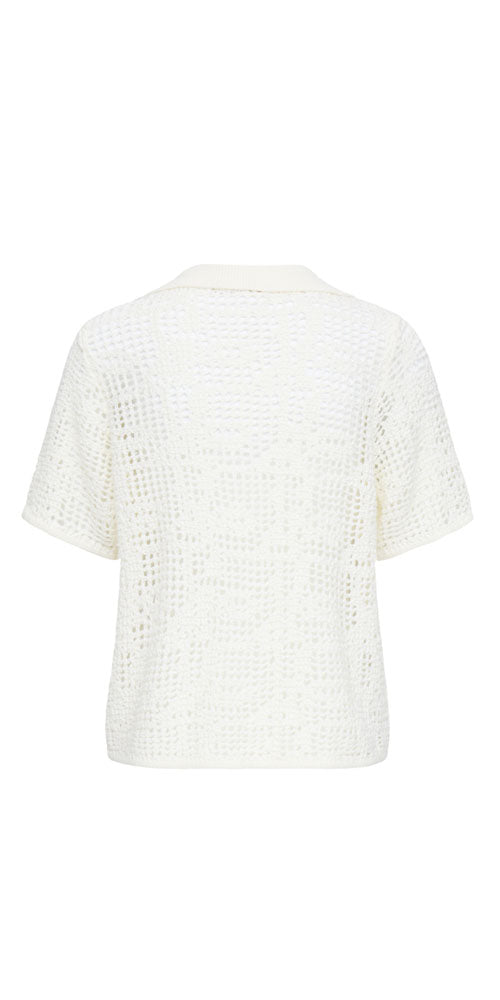 Fransa Open Knit Polo Cardy