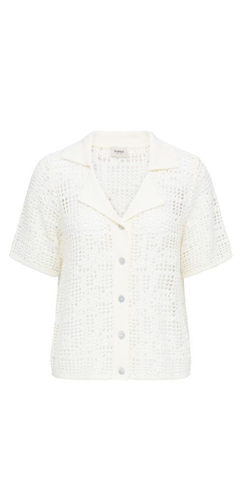 Fransa Open Knit Polo Cardy