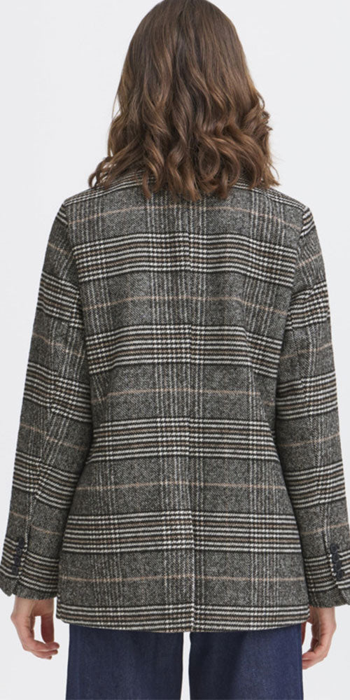 Fransa Plaid Flannel Blazer