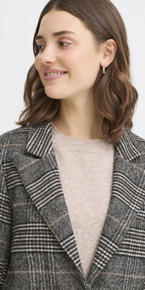 Fransa Plaid Flannel Blazer