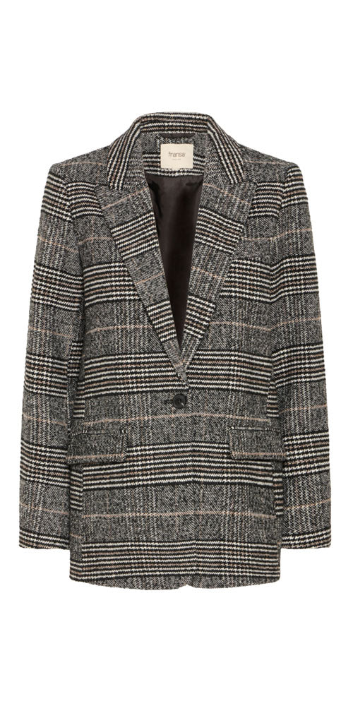 Fransa Plaid Flannel Blazer