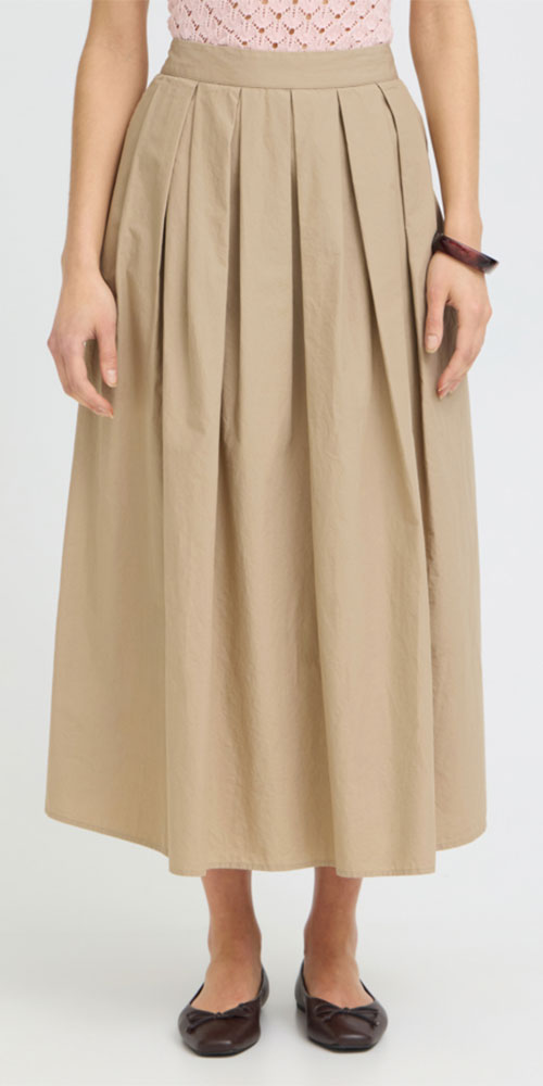 Fransa Pleated Cotton Skirt