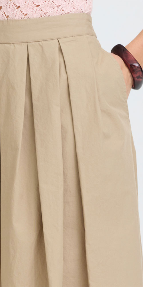 Fransa Pleated Cotton Skirt