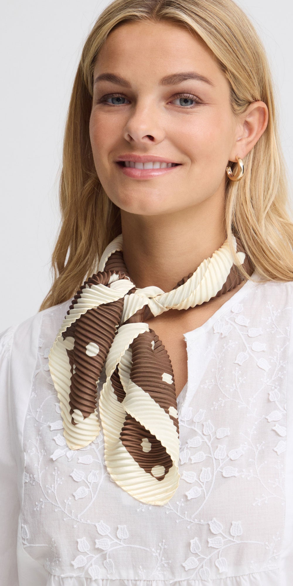 Fransa Pleated Polka Dot Scarf