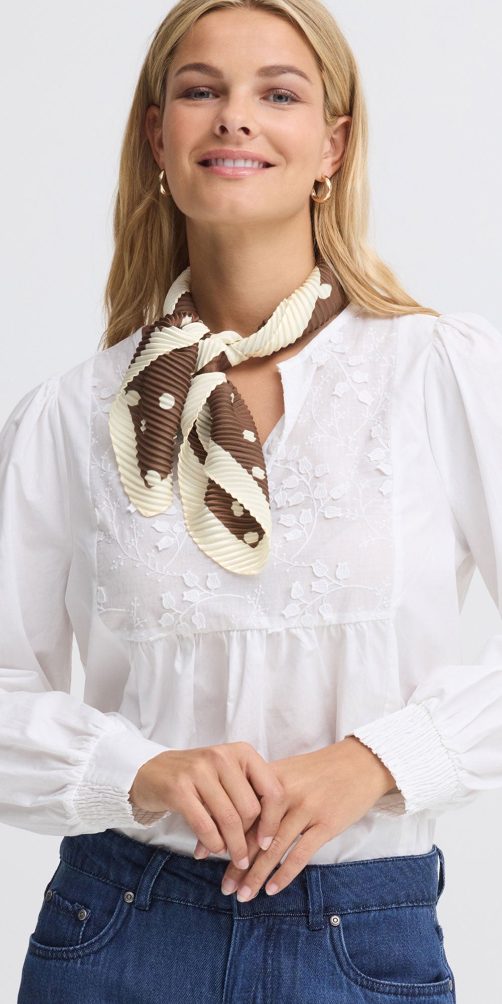 Fransa Pleated Polka Dot Scarf