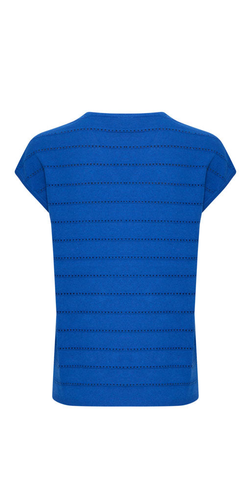 Fransa Pointelle V-neck, blue