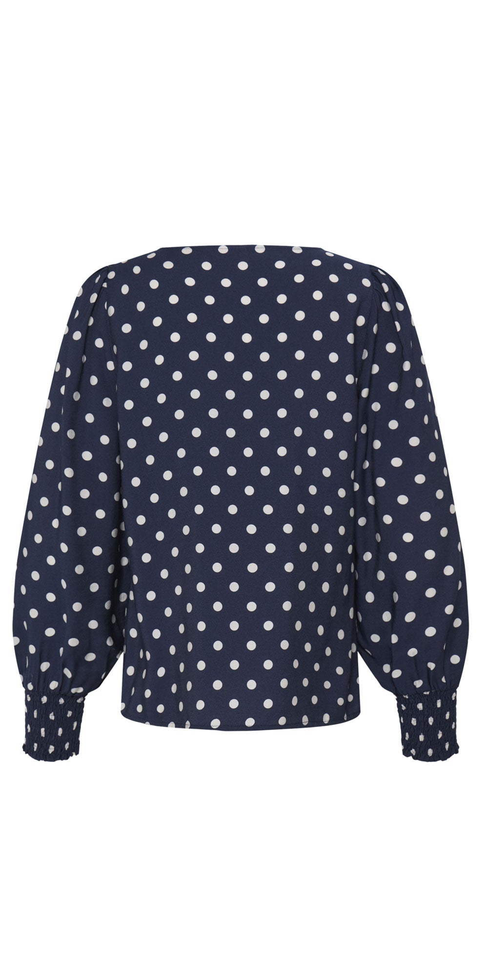Fransa Polka Dot Crew Neck Blouse, navy/white