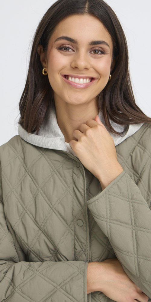 Fransa Quilted Hoodie Jacket