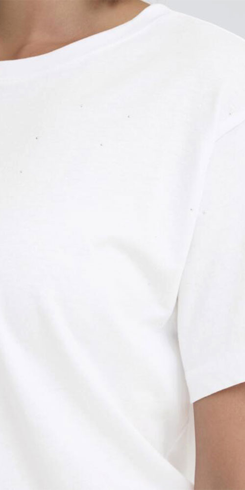 Fransa Studded Tee, white