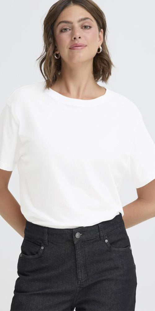 Fransa Studded Tee, white