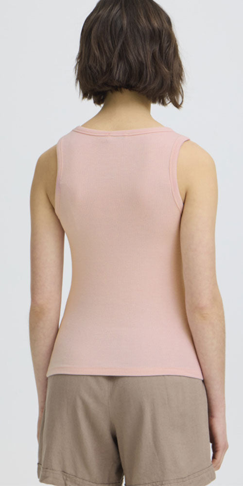Fransa Ribbed Tank, pink