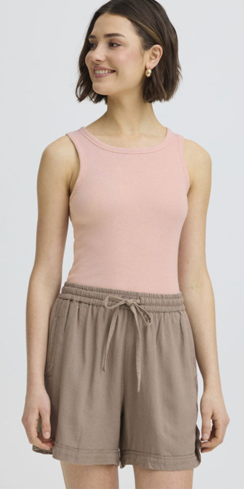 Fransa Ribbed Tank, pink