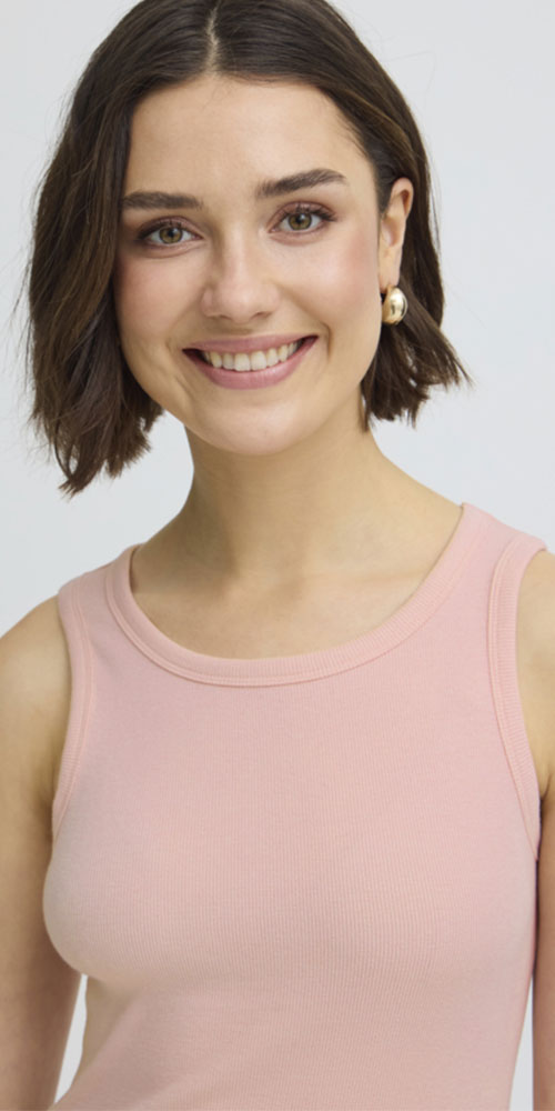 Fransa Ribbed Tank, pink