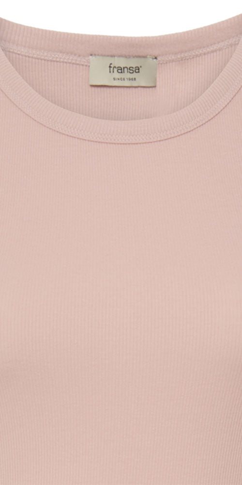 Fransa Ribbed Tank, pink