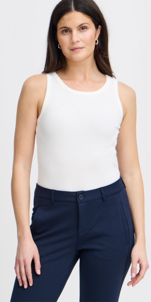 Fransa Ribbed Tank, off-white