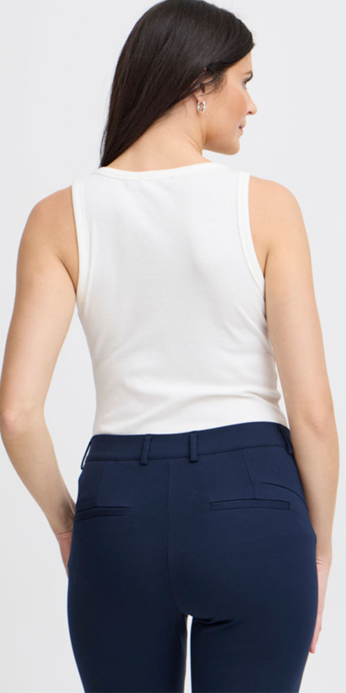 Fransa Ribbed Tank, off-white