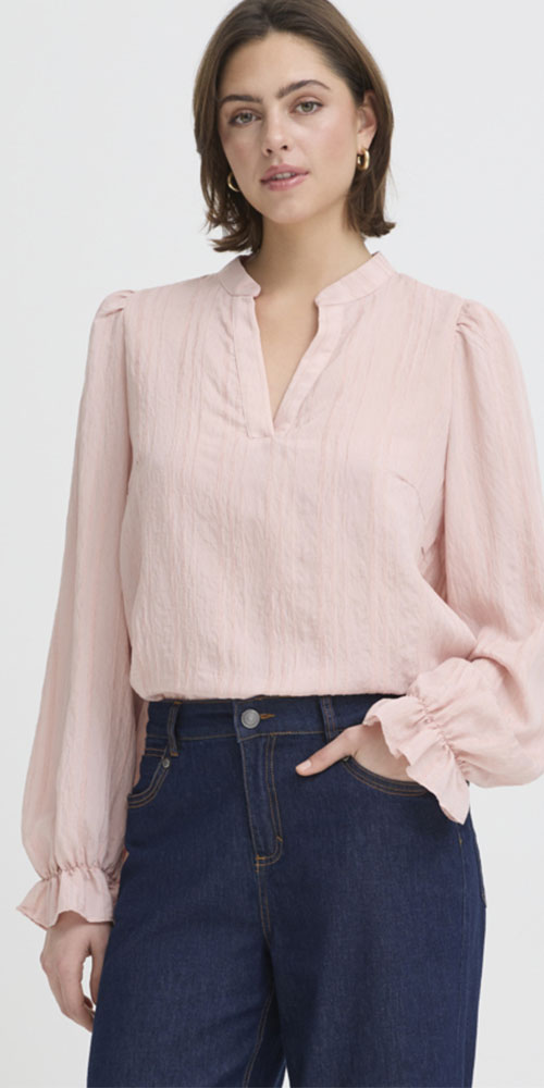 Fransa Ruffled Cuff Blouse, rose