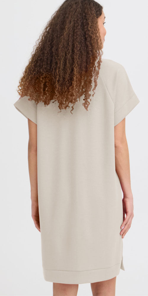 Fransa Scuba Knit Polo Dress, concrete