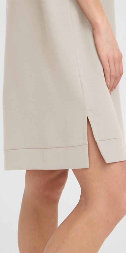 Fransa Scuba Knit Polo Dress, concrete