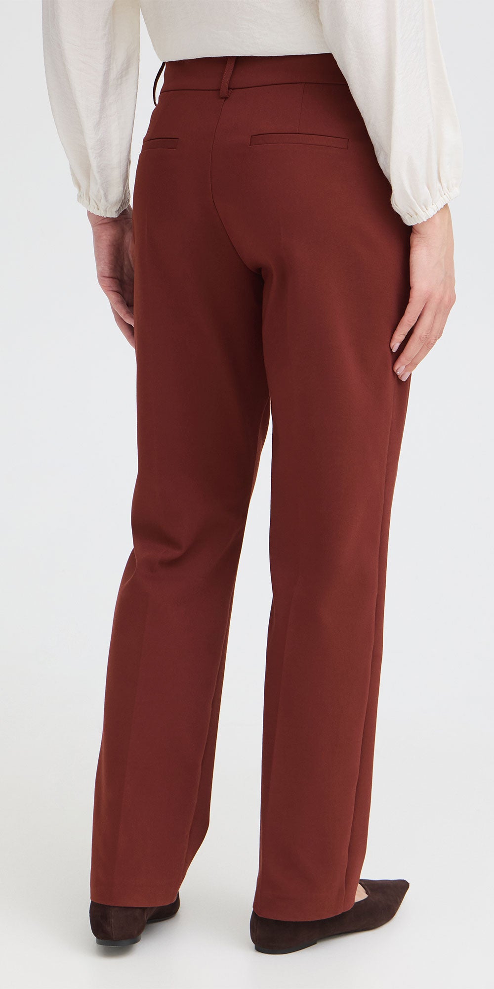 Fransa Slim Lined Trousers, raisin