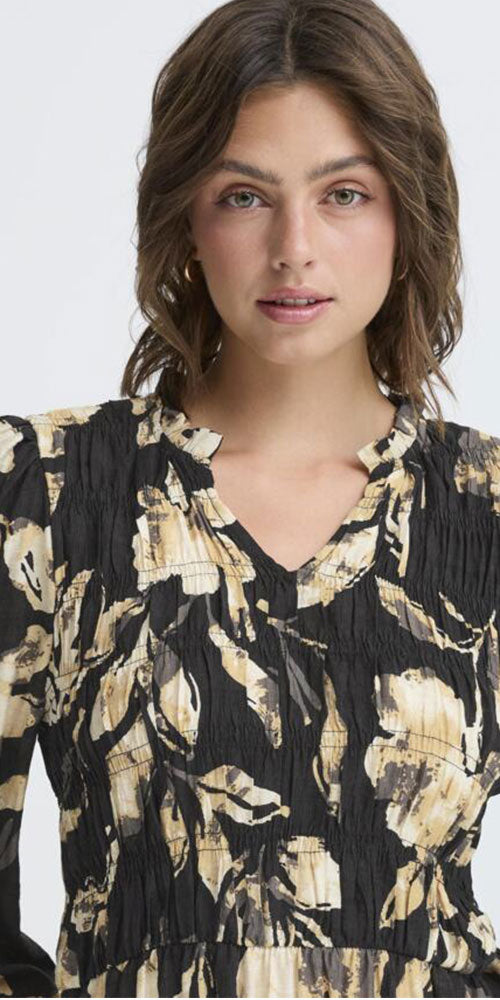 Fransa Smocked Floral Dress