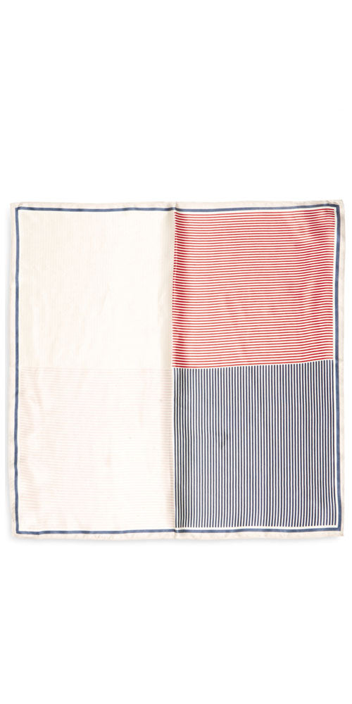 Fransa Silk Stripes Scarf, red/navy