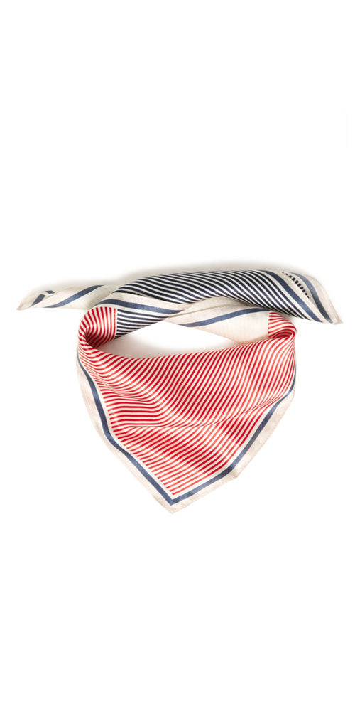 Fransa Silk Stripes Scarf, red/navy