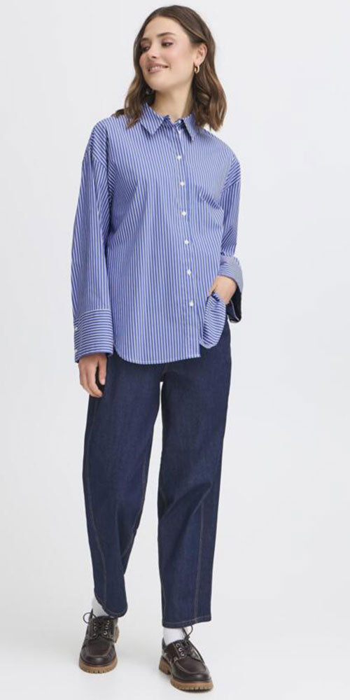 Fransa Striped Button Up Shirt