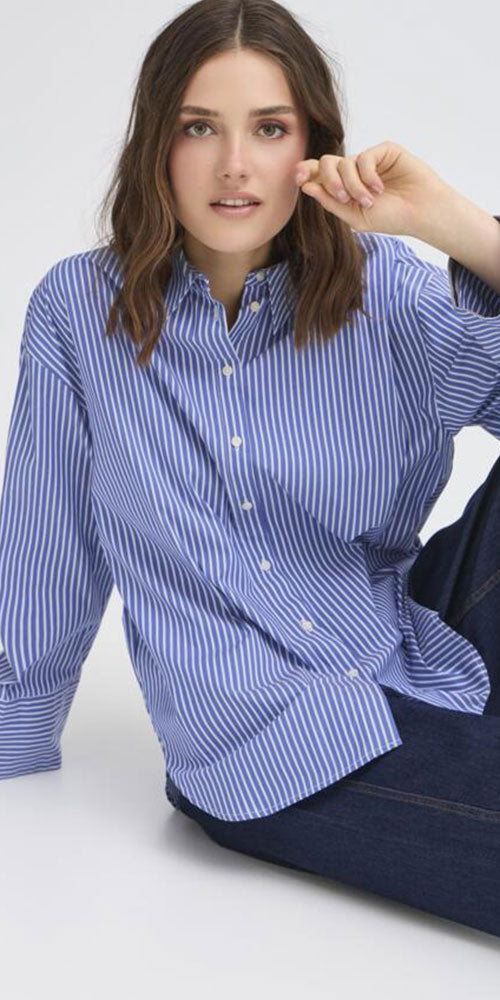 Fransa Striped Button Up Shirt