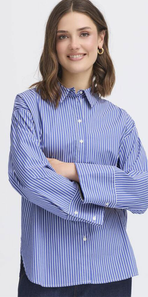 Fransa Striped Button Up Shirt
