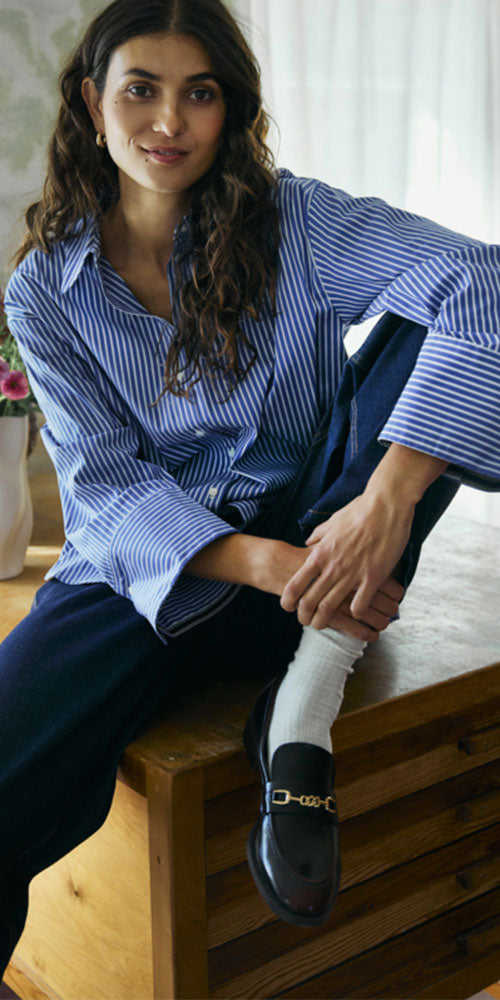 Fransa Striped Button Up Shirt