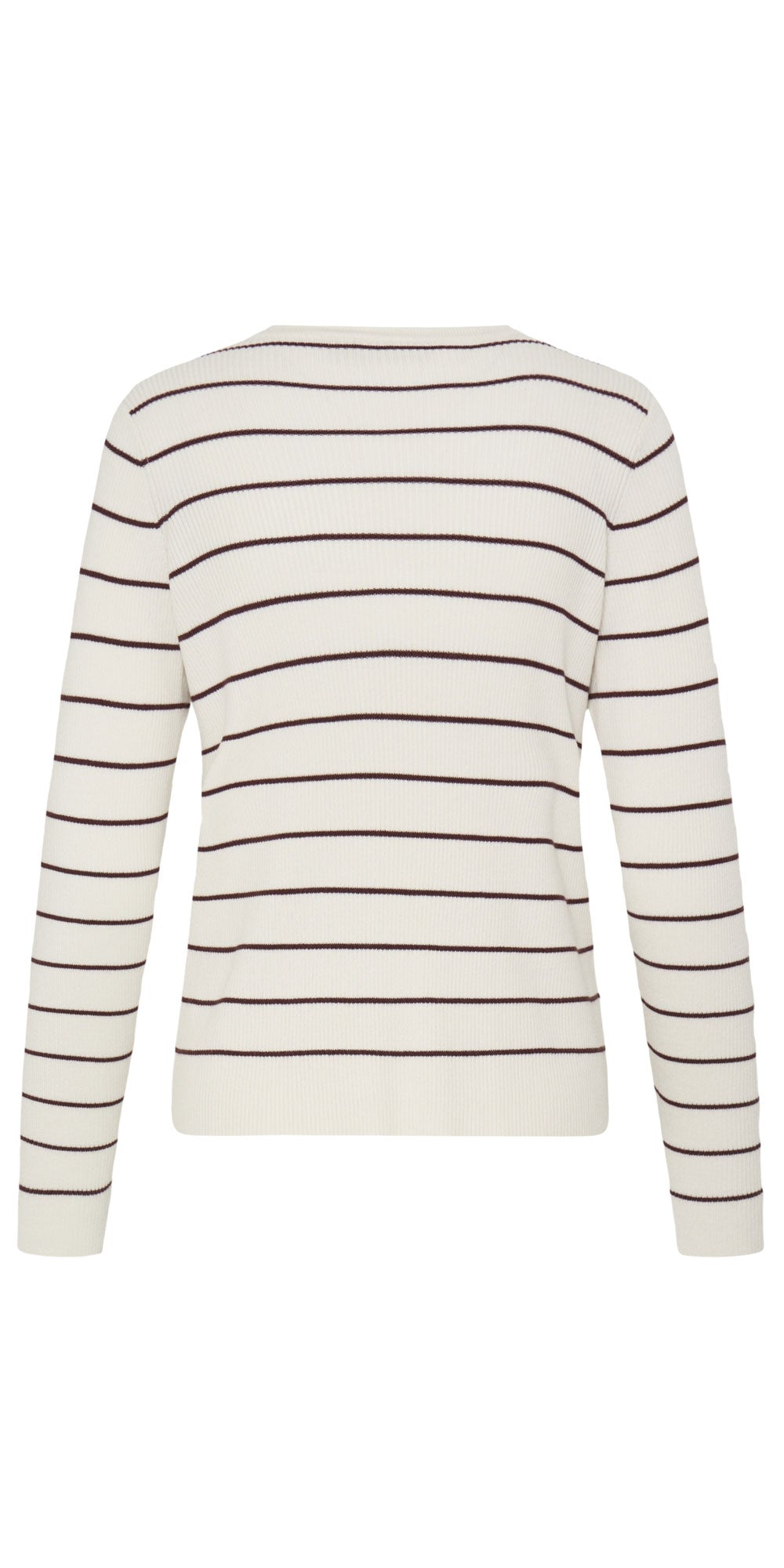 Fransa Ribbed V-neck Pullover, brown stripe
