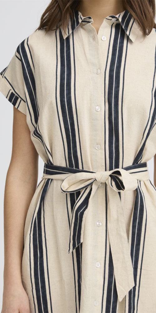 Fransa Striped Cotton/Linen Dress