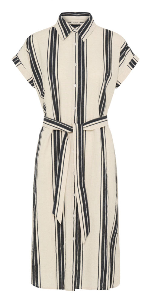 Fransa Striped Cotton/Linen Dress