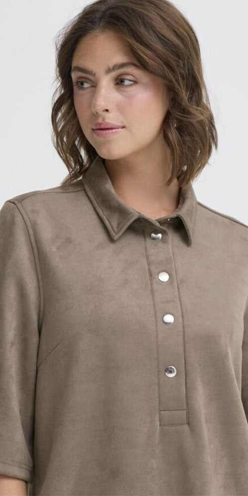 Fransa Sueded Shift Dress, taupe
