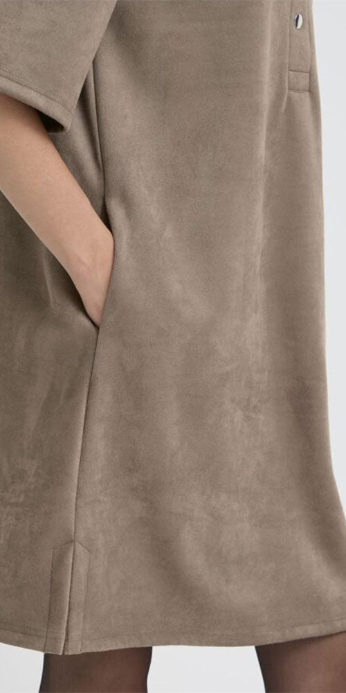 Fransa Sueded Shift Dress, taupe