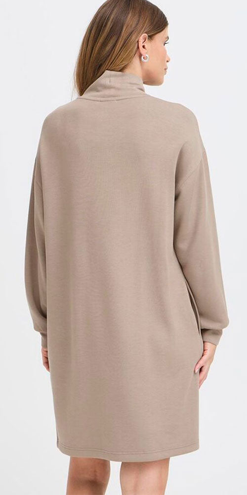 Fransa Jersey Sweatshirt Dress, taupe