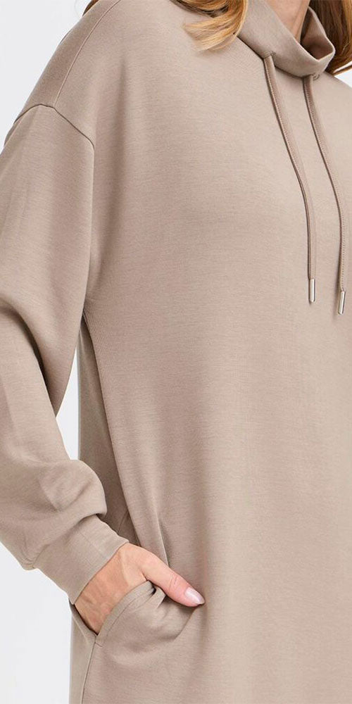 Fransa Jersey Sweatshirt Dress, taupe