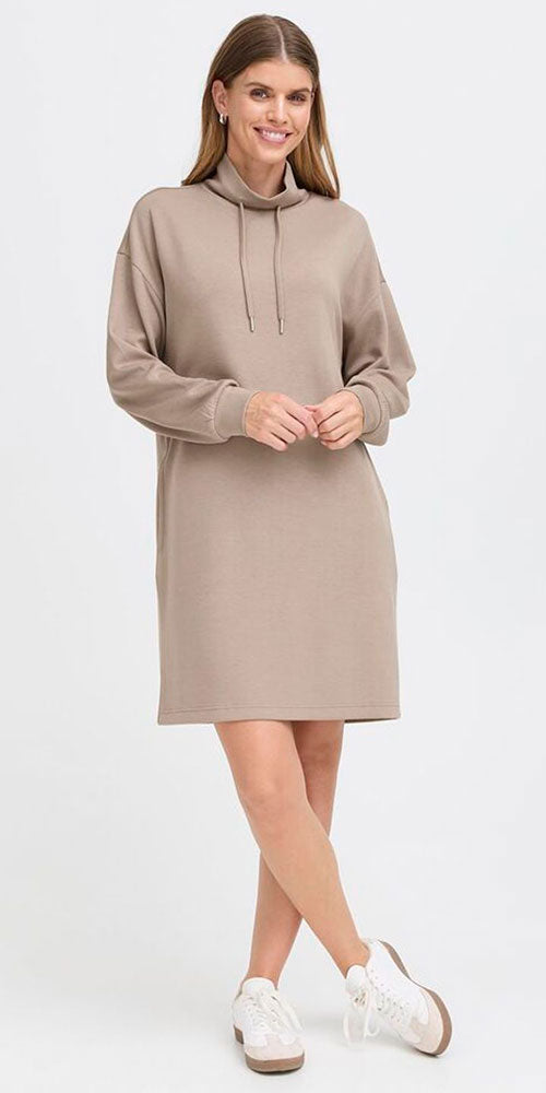 Fransa Jersey Sweatshirt Dress, taupe