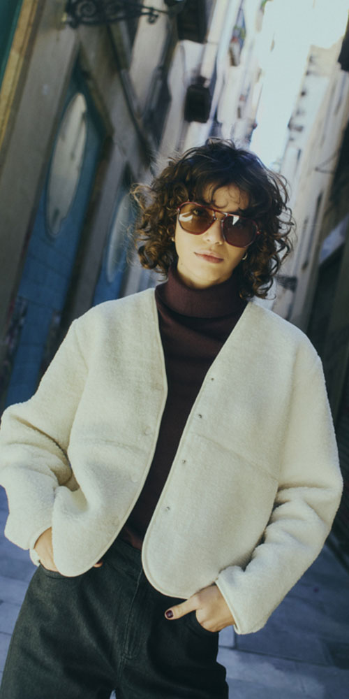 Fransa Teddy Jacket, off-white